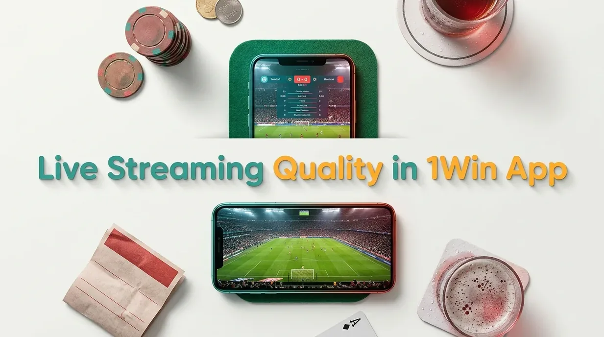 Live football match on phone with casino chips
